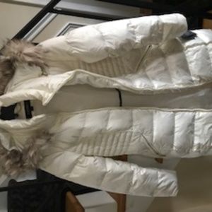 white fur-line coat